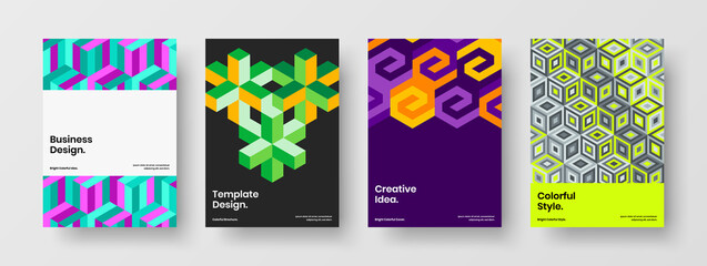 Premium geometric hexagons company identity layout set. Fresh cover vector design illustration collection.