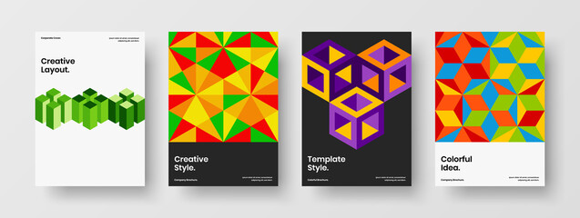 Obraz premium Modern mosaic shapes company identity layout bundle. Fresh magazine cover vector design illustration collection.