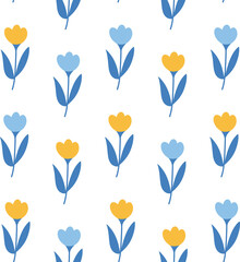 Vector seamless floral pattern. Endless pattern can be used for fabric, wallpaper, pattern fills, web page background, surface textures. Hand drawn flowers leaves and elements.