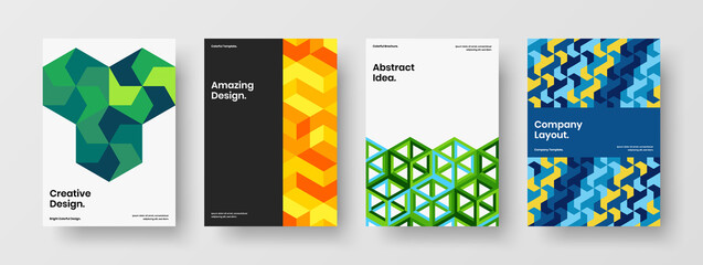 Fototapeta premium Abstract front page design vector illustration bundle. Minimalistic geometric shapes corporate identity template collection.