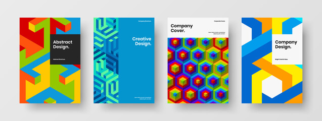 Premium corporate cover A4 vector design template set. Amazing geometric pattern presentation illustration collection.