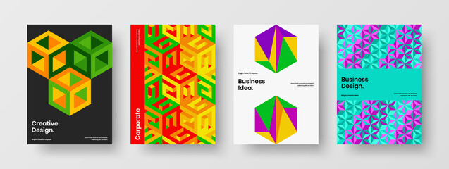 Creative catalog cover vector design template collection. Premium mosaic shapes annual report concept bundle.