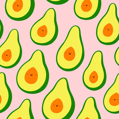Avocado characters vector seamless pattern