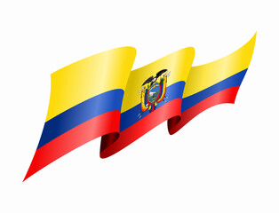 Ecuadorian flag wavy abstract background. Vector illustration.