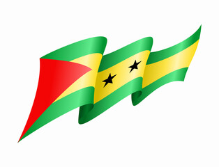 Sao Tome and Principe flag wavy abstract background. Vector illustration.