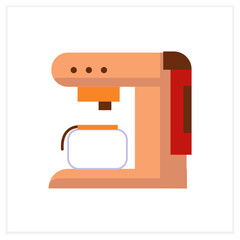  Coffee machine flat icon. Small electrical machine for making fresh hot drinks. Tea and coffee preparation concept. Color vector illustration