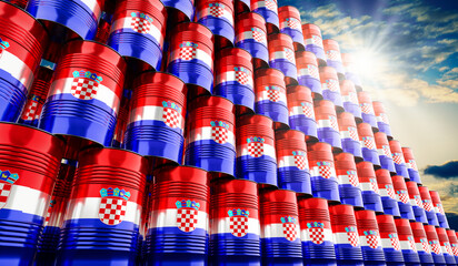 Oil barrels with flag of Croatia - 3D illustration