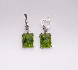silver earrings with natural stones