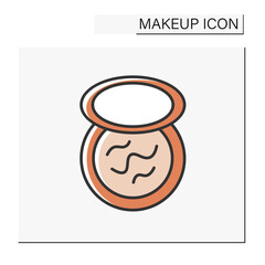  Blush color icon. Cosmetic product. Organic blush for making cheeks pink. Makeup concept. Isolated vector illustration