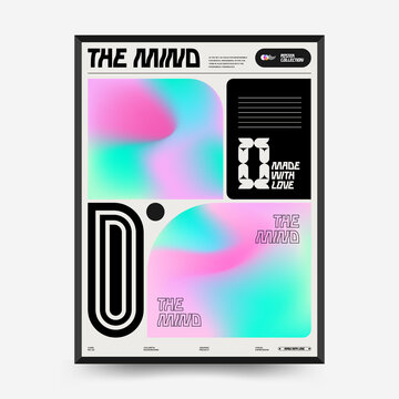 Abstract Gradient art posters for an art exhibition. Vector template with primitive shapes elements, modern hipster style.