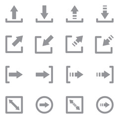 Arrow Icons. Gray Flat Design. Vector Illustration.