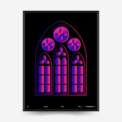 Abstract Gradient art posters for an art exhibition. Vector template with primitive shapes elements, modern hipster style.