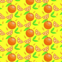 Pattern. Citrus fruits, orange. Vector illustration.