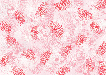 Watercolor Abstract pink and red leave or leaf on white background. Multicolor illustration. Pink and red watercolor colorful floral elements