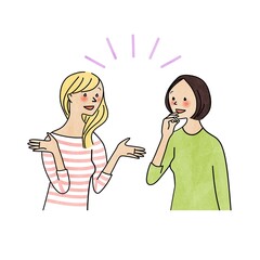 言葉が通じて楽しそうに会話している女性たち
