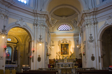 Fototapeta na wymiar Interior of Church of Santa Maria del Suffragio Piazza del Popolo in Ravenna