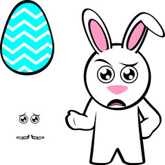 cute white easter bunny cartoon vector set pack