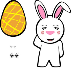 standing white easter bunny cartoon expressions set pack in vector format