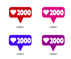 Sets 2000 likes. Social media banner with heart on white background