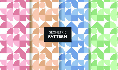 Set of geometric seamless patterns in different colors. Vector