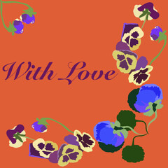 spring flowers,beautiful floral print,purple violets,buttercups,yellow flowers,blue flowers.green leaves,beautiful floral pattern,love,with love inscription,valentine's day,mother's day,father's day,g