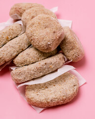 Frozen Cutlets Homemade Semi-Finished Products Pink Background