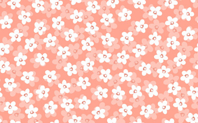 Floral seamless with hand drawn color flowers. Cute summer background. Modern floral compositions. Fashion vector stock illustration for wallpaper, posters, card, fabric, textile