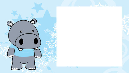 hippo kid chibi cartoon pictureframe vector