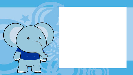 elephant kid chibi cartoon pictureframe vector