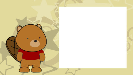 Fototapeta premium chibi beaver kid cartoon picture frame in vector format