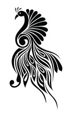 monochrome style peacock tattoo design
