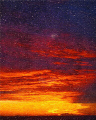 Watercolor and oil painting nature landscape, famous travel and touristic place, outdoor vacation trend print for poster, paper, textile or canvas. Modern fine arts design wallpaper. Wall art drawing