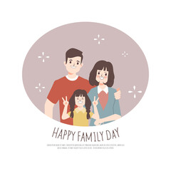 Doodle hand drawn character family people happy face and cheerful in happy family day.