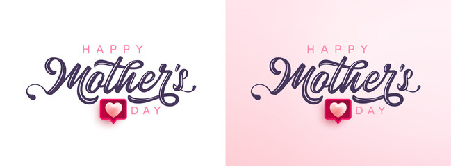 Mother's Day greeting card with Mother calligraphy on white and pink background. Poster or banner template for Love and Mother's day concept.Vector illustration eps 10