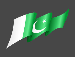 Pakistani flag wavy abstract background. Vector illustration.