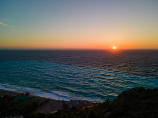 sunset above the ionian sea Lefkada island beach