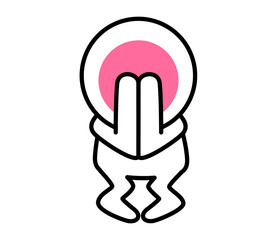 Obraz premium This is an illustration of a two-headed white person being shy.