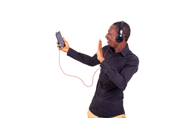 portrait of a happy student making video call.