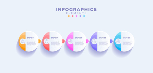 Business infographic template with five options