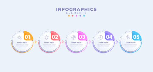 Business infographic template with five options