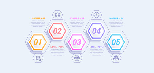 Business infographic template with five options