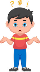 confused little boy on white background