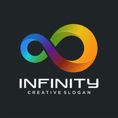 Infinite limitless symbol icon or logo design template. Corporate branding identity colorful gradient