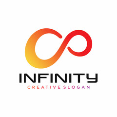 Infinite limitless symbol icon or logo design template. Corporate branding identity colorful gradient