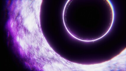 Black Hole in Space Violet Background