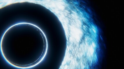 Black hole in the clouds - abstract digital blue black hole