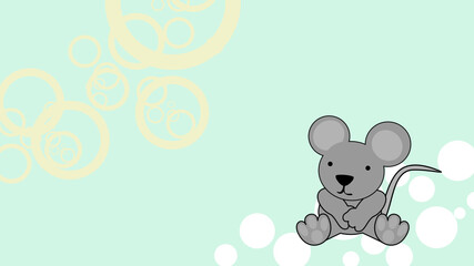 sitting baby mouse cartoon background in vector format