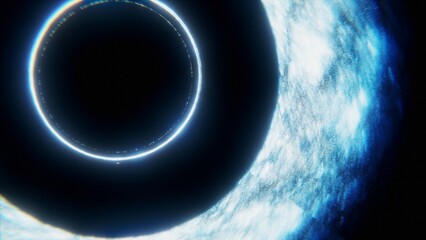 Black hole in the clouds - abstract digital blue black hole