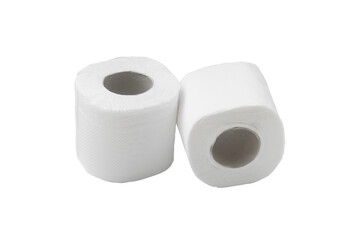 Two rolls of white tissue paper or napkin isolated on white background with clipping path