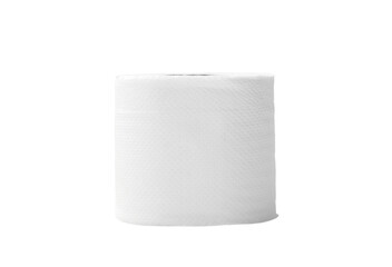 Single roll of white tissue paper or napkin isolated on white background